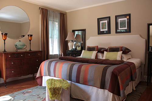 Bedroom decor in a 1935 Tudor Composite style home.  Martinez, CA